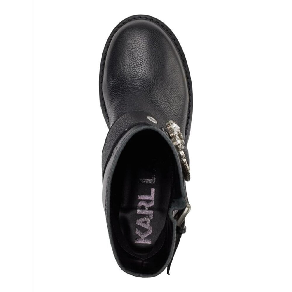KARL LAGERFELD / Marceau / Black / Lug-Sole / Combat Boot / With Crystal Detail - Picture 5 of 9